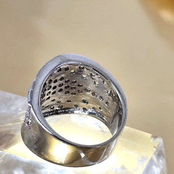 925 Sterling Silver Ring Siz 7.5 with Natural Sapphire & Emerald Gems - Picture 10 of 11